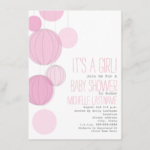 Invitation Lanternes roses Baby shower fille
