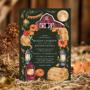 Invitation Lanternes rustiques et Mariage floral d'automne