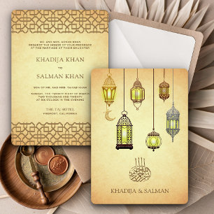 Invitation Lanternes vintages Arabes brillantes Mariage islam