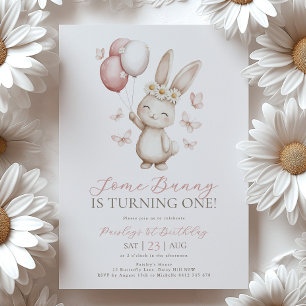 Invitation Lapin 1er Anniversaire Ballon Daisy Papillon