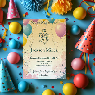 Invitation Lapin Adorable avec Ballon Anniversaire Personnali