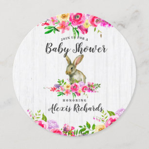Invitation Lapin Aquarelle Lapin Baby shower Floral Invitat