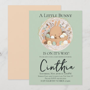 Invitation Lapin aquarelle Pâques Panier pastel Baby Shower