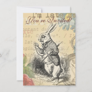 Invitation Lapin Blanc Alice au Pays des Merveilles Art