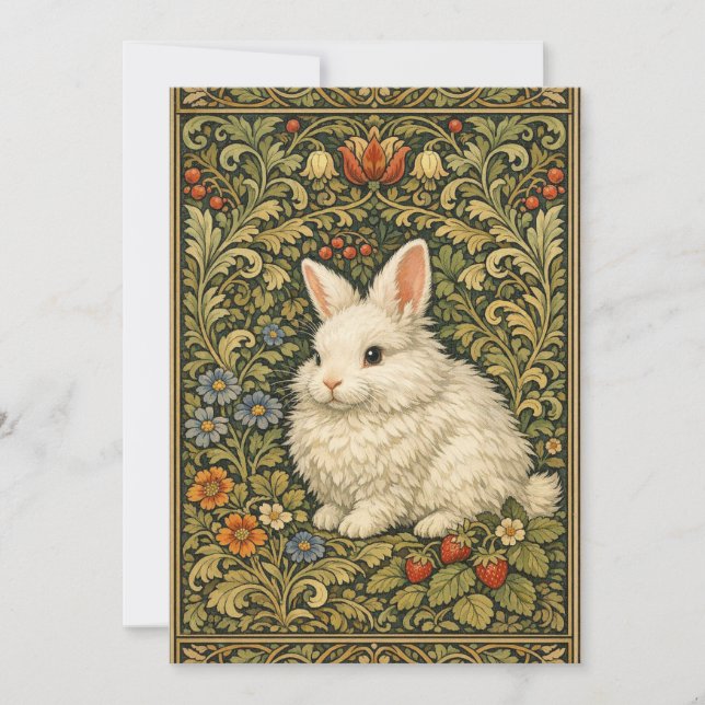 Invitation Lapin blanc art nouveau vintage  (Devant)