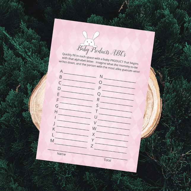 Invitation Lapin blanc aux motifs rose diamantés Jeux de prod (Créateur téléchargé)