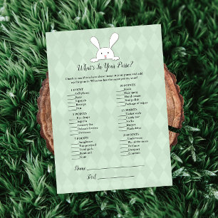 Invitation Lapin blanc de Pâques Jeu Qu'est-ce qu'il y a dans