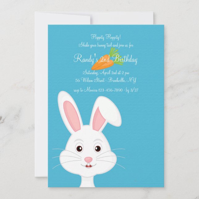 Invitation Lapin Blanc Mignon (Devant)