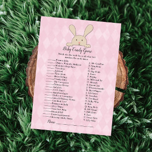 Invitation Lapin Brun Jeu de Candy Shower pour Bébé Rose