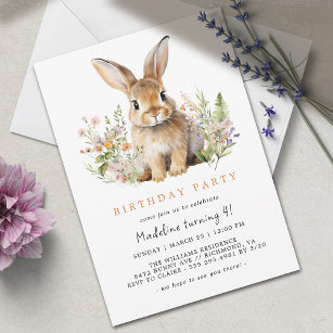 Invitation Lapin Bunny de printemps   Mignonne Filles d'Âge A