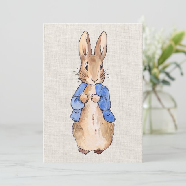 Invitation Lapin classique dans une veste bleue (Debout devant)