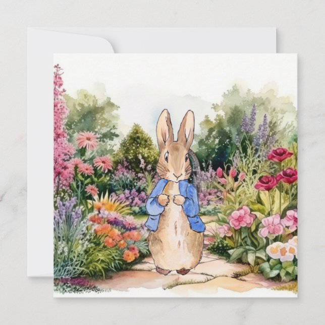 Invitation Lapin classique dans une veste bleue (Devant)