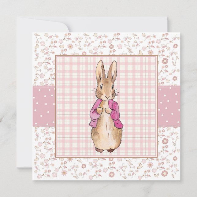 Invitation Lapin classique en veste rose (Devant)