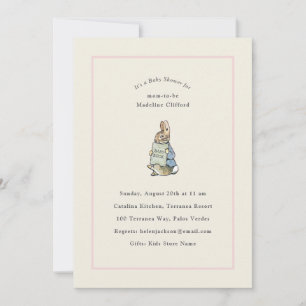 Invitation Lapin de conte de fées classique rose Baby Shower 