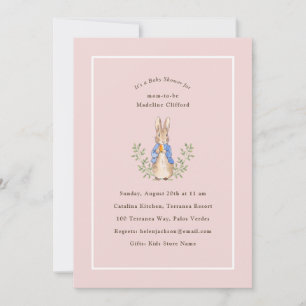 Invitation Lapin de conte de fées classique rose Baby Shower 