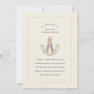 Invitation Lapin de conte de fées classique rose Baby Shower 
