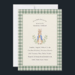 Invitation Lapin de Conte de Fées Classique Sage Baby Shower<br><div class="desc">Lapin de Conte de Fées Classique ; la couleur de fond est modifiable,  ainsi que tout le texte. Bordure gingham sage</div>