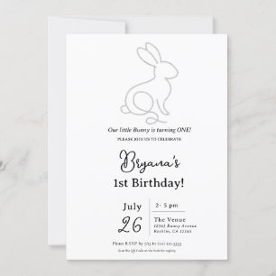 Invitation Lapin de corde Minimal Moderne 1er Anniversaire