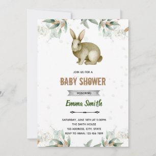 Invitation lapin de garenne feuille de verdure