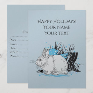 Invitation lapin de Noël blanc