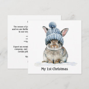 Invitation Lapin de Noël personnalisé pour bébé avec un chape