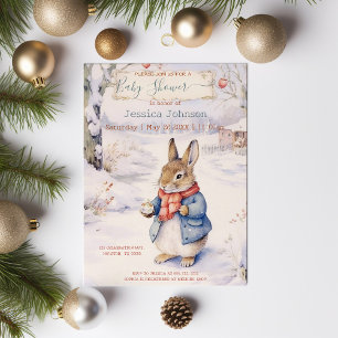 Invitation Lapin de Noël Peter Baby shower classique