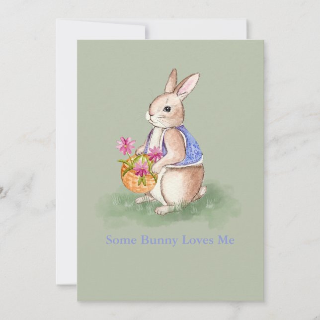 Invitation Lapin de Pâques aquarelle (Devant)