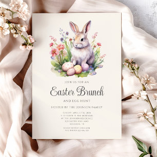 Invitation Lapin de Pâques aquarelle mignon Brunche