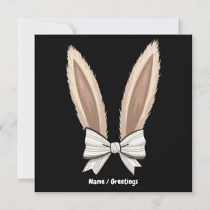 Invitation Lapin de Pâques aux oreilles de lapin avec noeud c