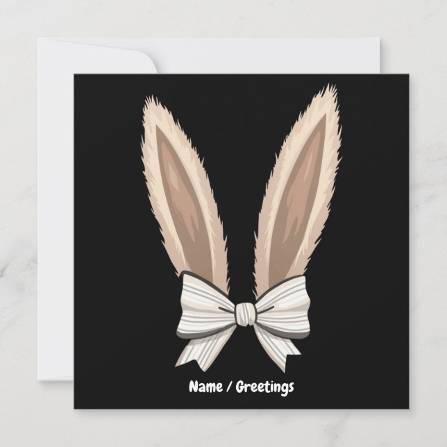 Invitation Lapin de Pâques aux oreilles de lapin avec noeud c (Devant)