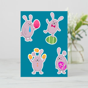 Invitation Lapin de Pâques avec Œufs Colorés