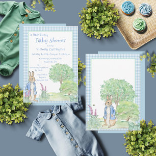 Invitation Lapin de Pâques Baby Shower Bleu