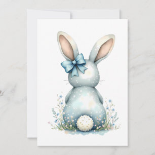Invitation Lapin de Pâques Blue Bunny Queue Cottontail avec Œ