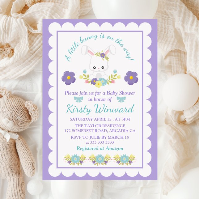 Invitation Lapin de Pâques Floral & Bébé Shower d'Oeufs (Créateur téléchargé)
