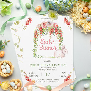 Invitation Lapin de Pâques Floral Cadre de vignes