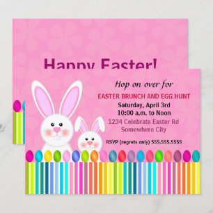 Invitation Lapin de Pâques mignon et coloré