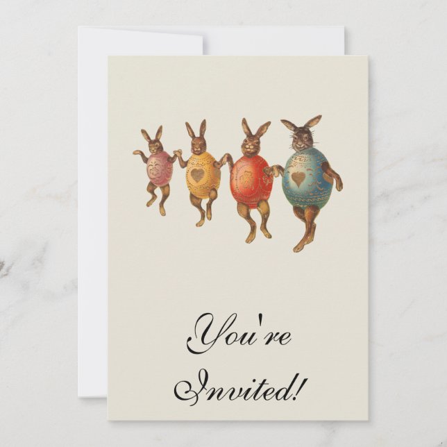 Invitation Lapin de Pâques Œufs Dansants (Devant)