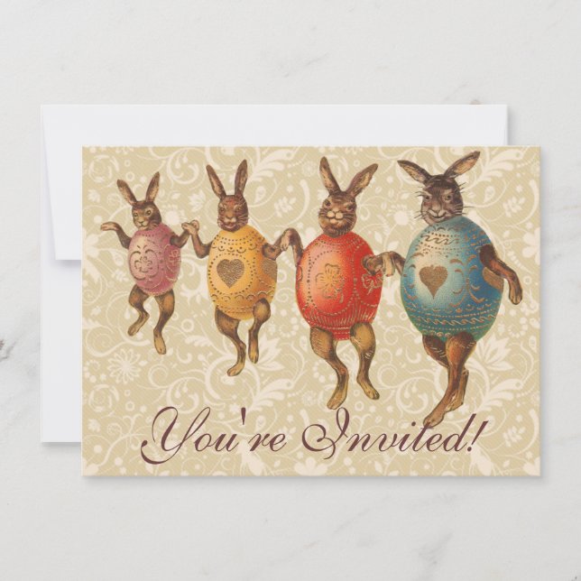 Invitation Lapin de Pâques Œufs Dansants (Devant)