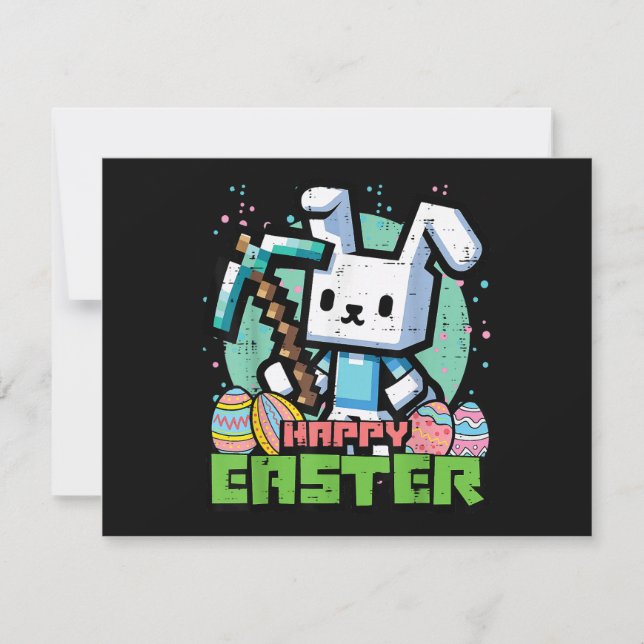 Invitation Lapin de Pâques Pixel Game Joyeux  (Devant)