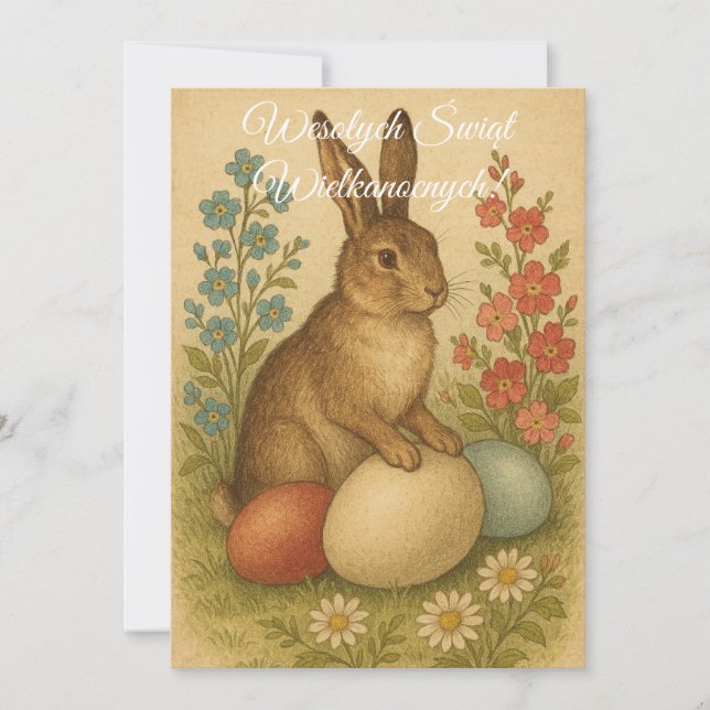Invitation Lapin de Pâques polonais Wesolych Swiat (Devant)
