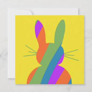 Invitation Lapin de Pâques rayé arc-en-ciel
