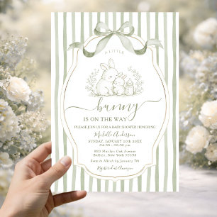 Invitation Lapin de Pâques Vert Sauge Fête Prénatale de Print