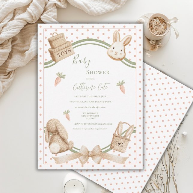 Invitation Lapin de Pâques vintage pour bébé (Créateur téléchargé)