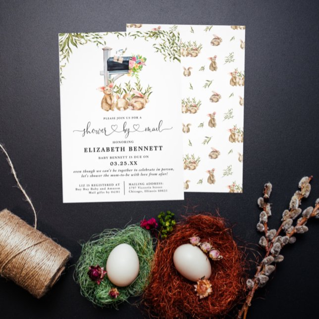 Invitation Lapin de printemps | Baby Shower par courrier (Créateur téléchargé)