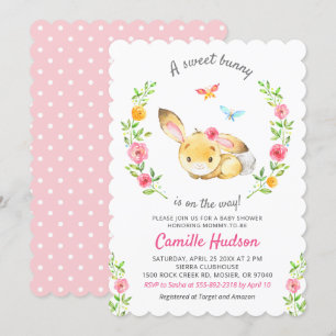 Invitation Lapin Doux Sur Le Chemin Bébé Fille Douche Sprinkl