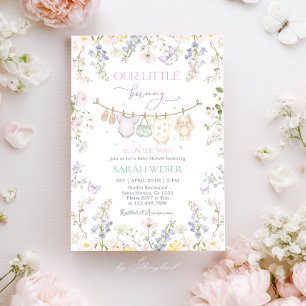Invitation Lapin éditable Baby Shower Fille