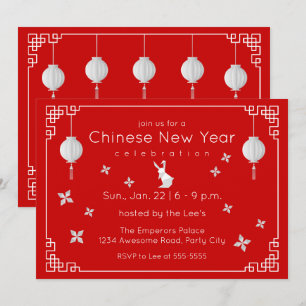 Invitation Lapin en origami pour le Nouvel An chinois, invita