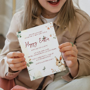Invitation Lapin et papillons floraux heureux Pâques