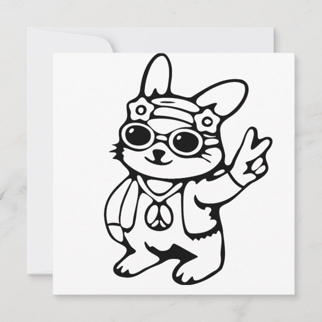 Invitation Lapin fantaisiste, lapin groovy (Devant)