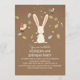 Invitation lapin - fête d'anniversaire de la forêt de lapin